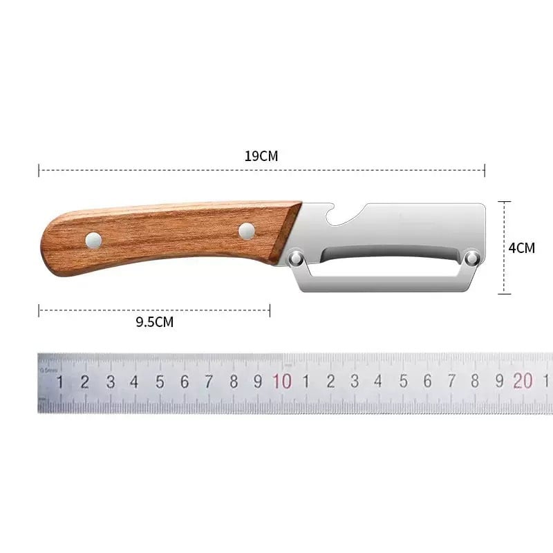 🔪✨Heavy-Duty Stainless Steel Vegetable Peeler with Ergonomic Wood Handle & Built-in Bottle Opener