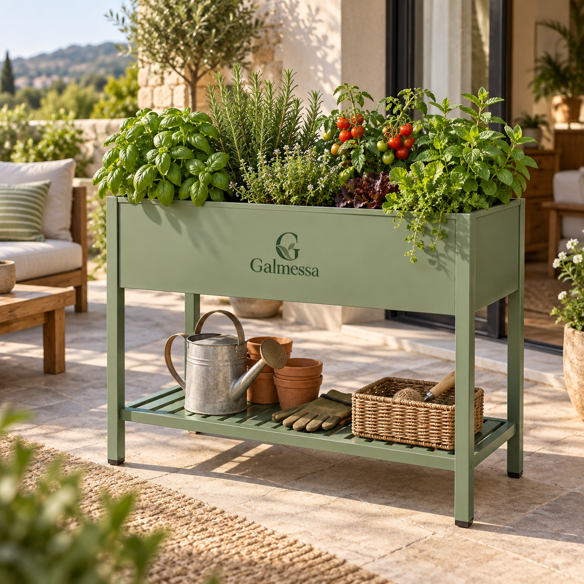 Galmessa Elevated Garden Planter with Storage Shelf