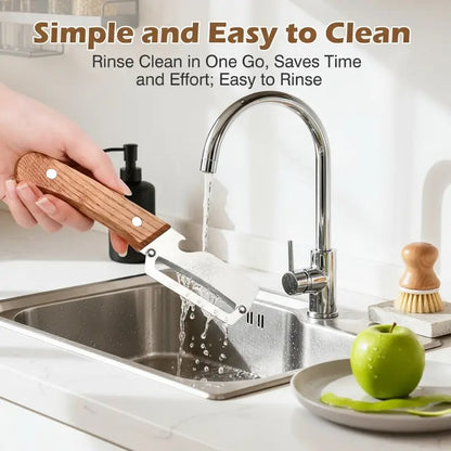🔪✨Heavy-Duty Stainless Steel Vegetable Peeler with Ergonomic Wood Handle & Built-in Bottle Opener